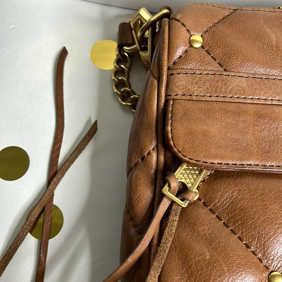 Rebecca Minkoff brown quilted leather crossbody purse bag gold hardware - Picture 3 of 16